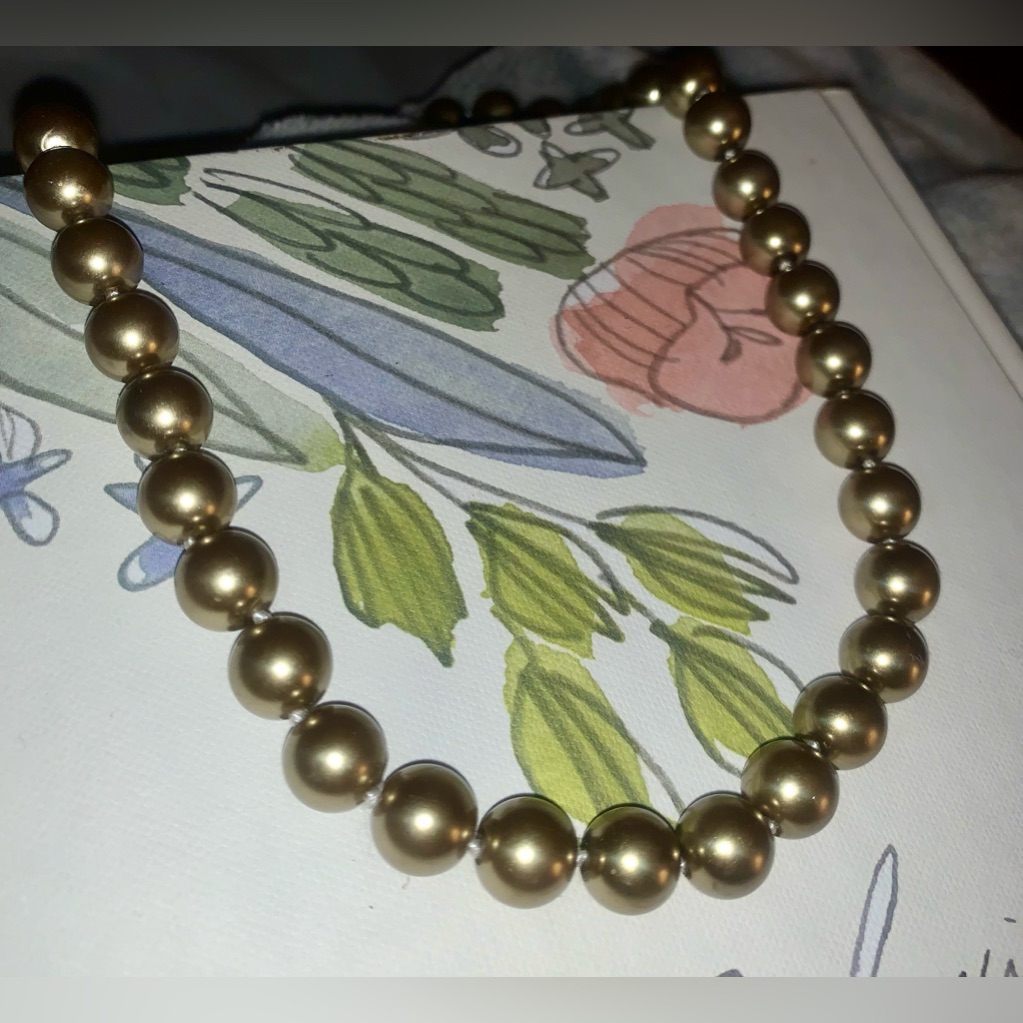 18” Aaa South Sea Shell Golden Pearl Necklace With 14kwg Spring Ring , New W Bag